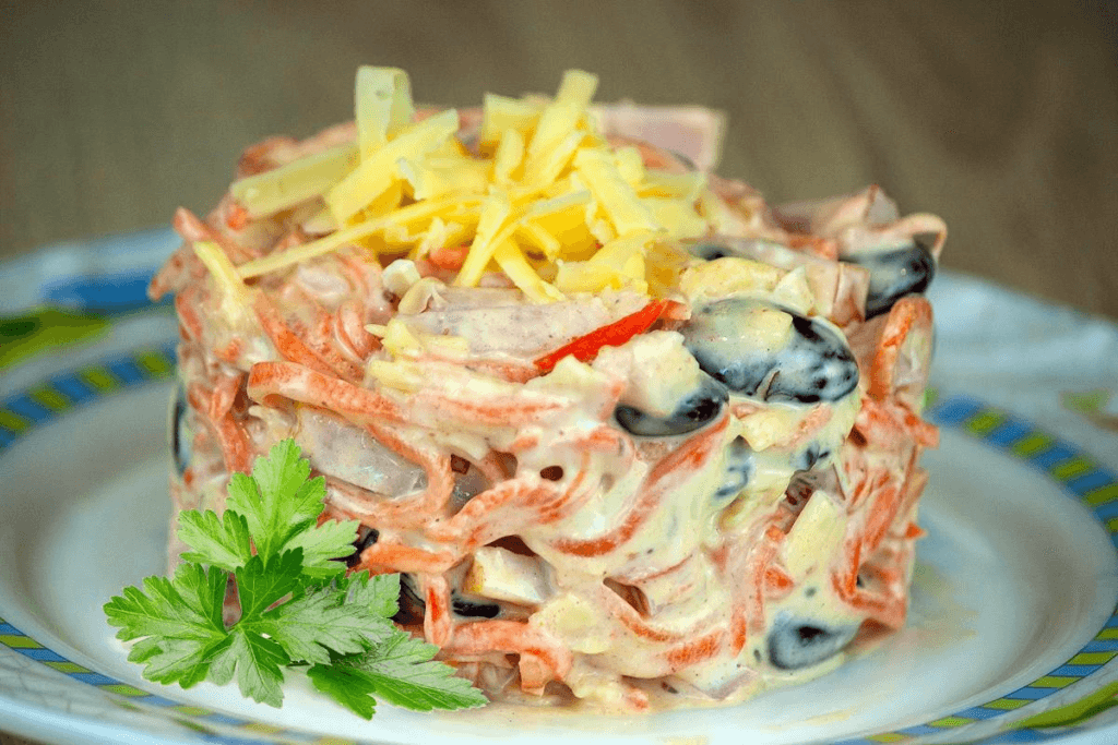 Салат с корейской морковью и грибами