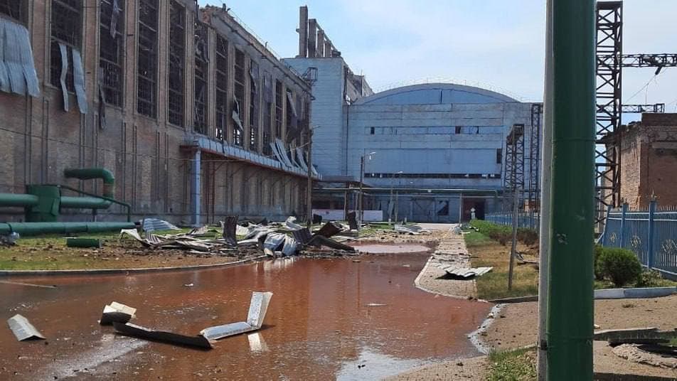 Словʼянська ТЕС, обстріл