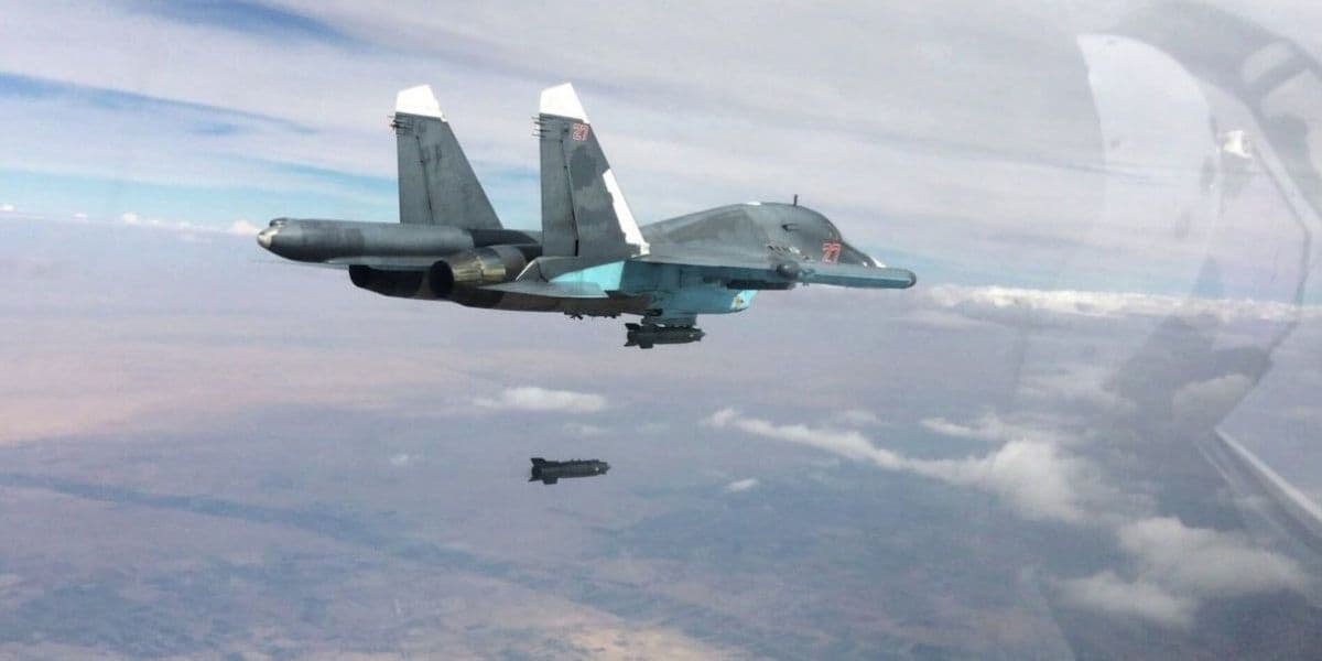 літак рф скидає бомбу