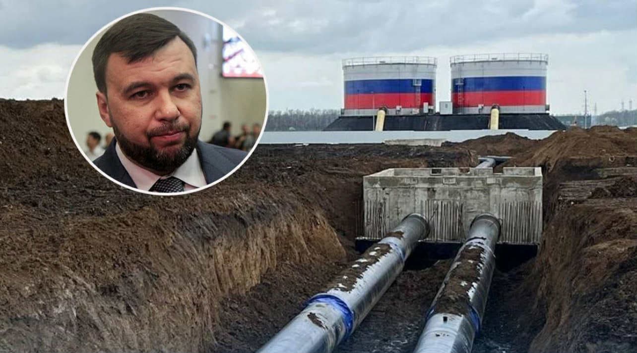 колаж: Центр Національного Спротиву. Гауляйтер Пушилін звітує про «модернізацію» насосної станції, на ТОТ Донеччини критична ситуація з водою