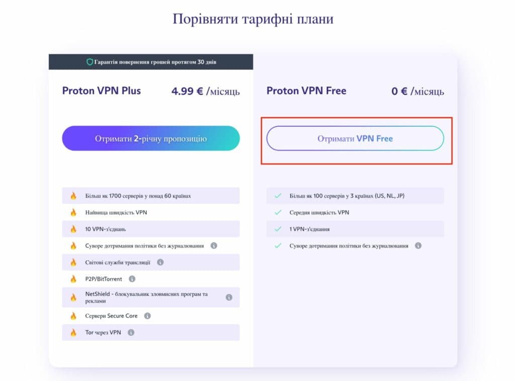 proton vpn бесплатно