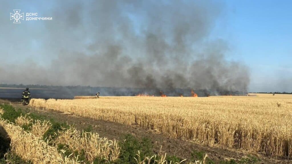 На Донеччині горять хлібні поля, ворог навмисно знищує український врожай, — ДСНС