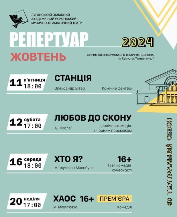 репертуар театра на октябрь