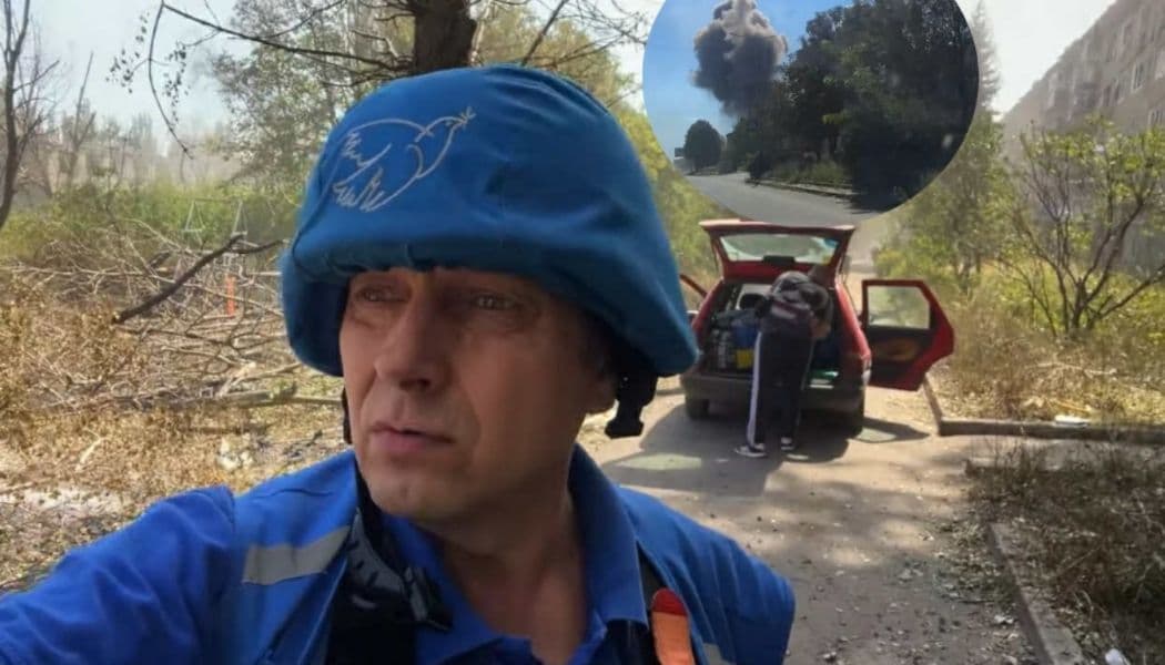 <em>Колаж з відео Місії Проліска "Східного Варіанту", евакуація людей під російськими обстрілами у Костянтинівці. </em>