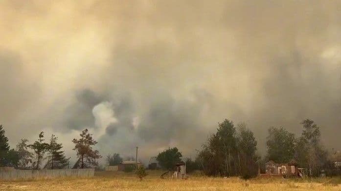 <em>Пожежа на території Станично-Луганської громади. Фото з відкритих джерел</em>