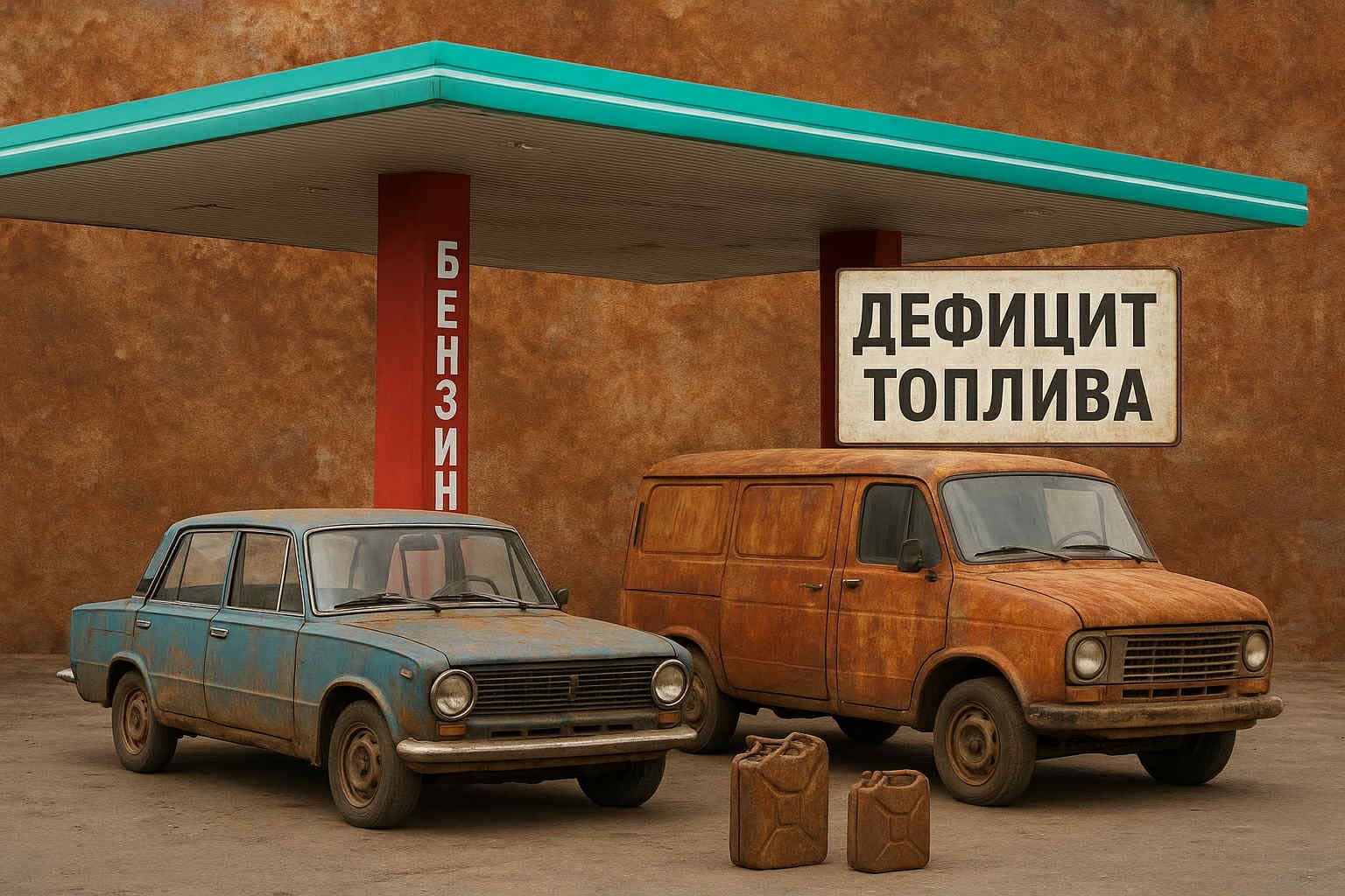 <em>В окупованому Луганську триває "паливна криза". Фото "Східного Варіанту", згенеровано ЩІ. </em>