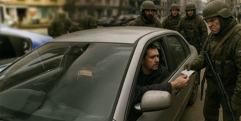 <em>Вручение повестки на блокпосте. Фото: Центр национального сопротивления</em>