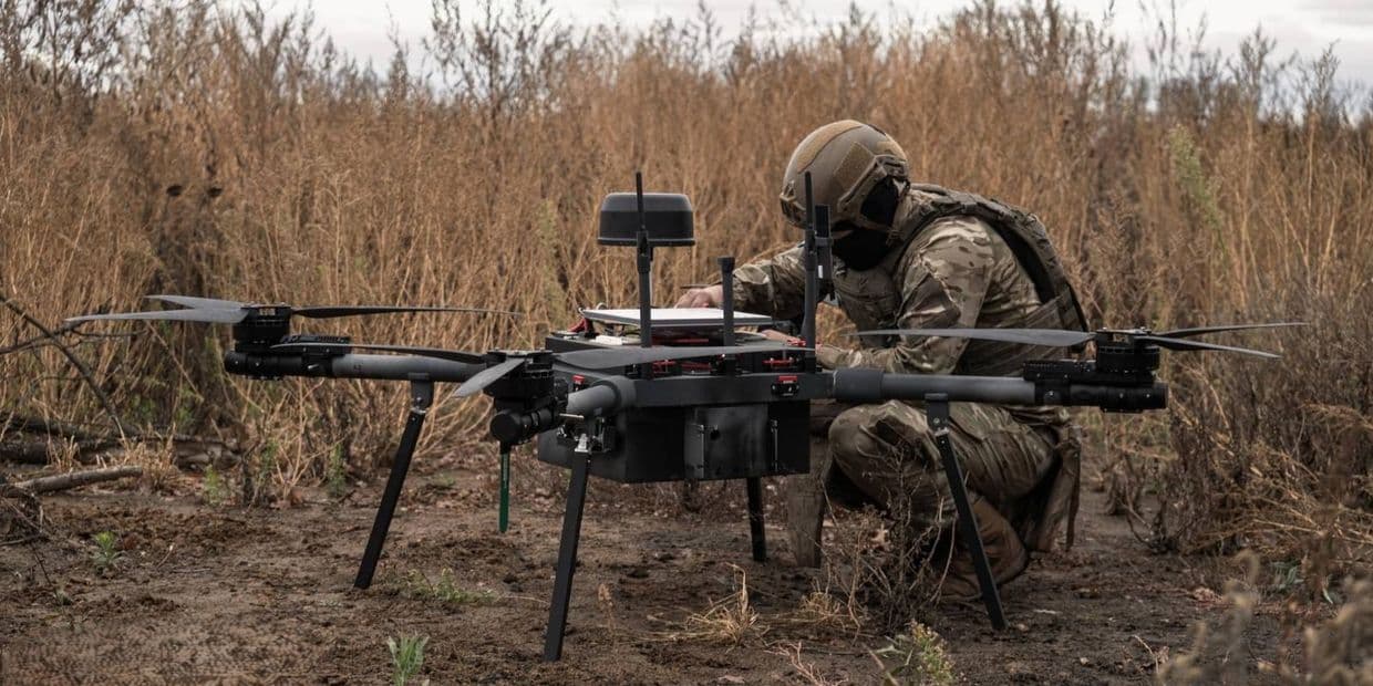 <em>Дрон Heavy Shot — один з головних хижаків Лиманського фронту. Фото: 66-та окрема механізована бригада ім. князя Мстислава Хороброго</em>