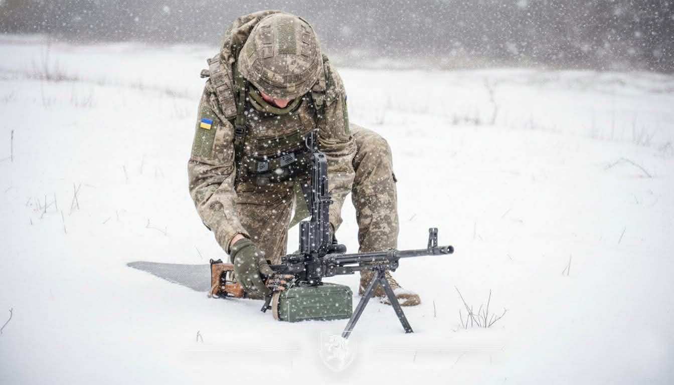 <em>Фото: 43 ОМБр. Український військовий зі зброєю. </em>