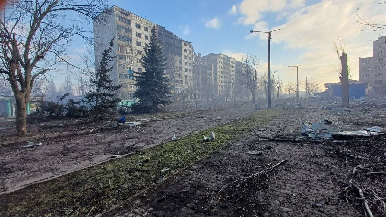 Пошкоджений багатоповерховий будинок у Костянтинівці, березень 2026 року. Фото: Telegram/Місто Костянтинівка