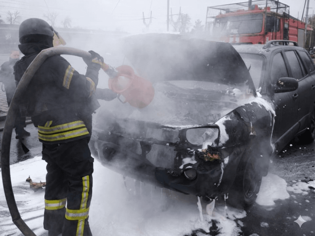 У Краматорську на Донеччині загорівся легковик: що відомо