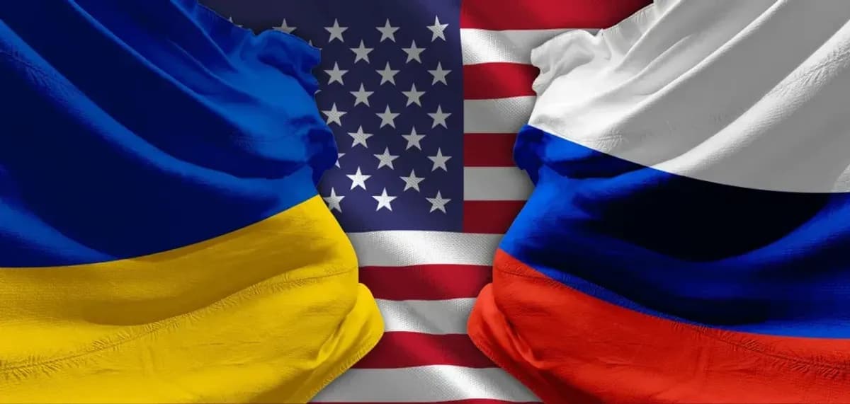 Флаги Украины, США и россии. Фото: Foreign Ukraine