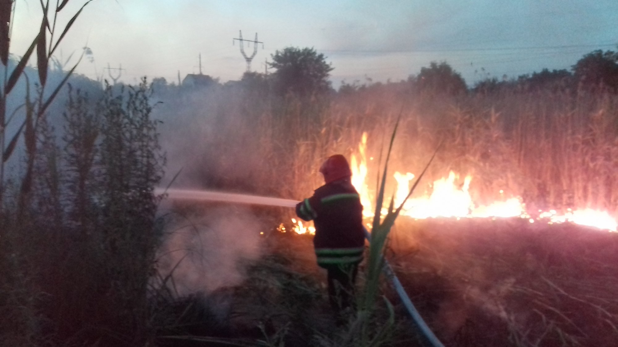 На Луганщине спасатели потушили горящий камыш (фото, видео)