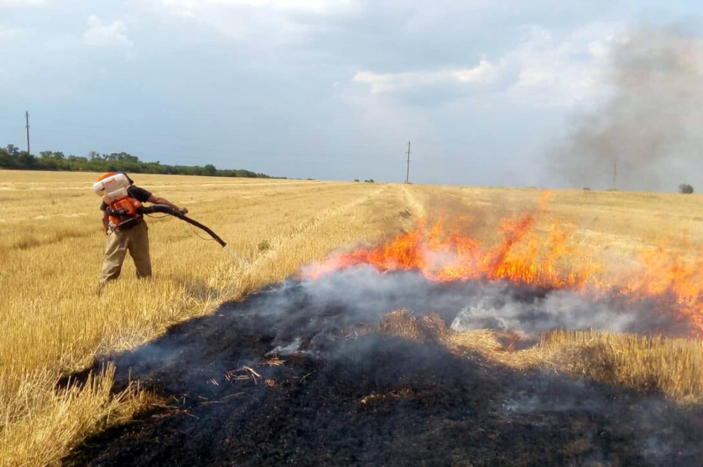 В Днепропетровской области сгорели 5 тысяч тюков соломы