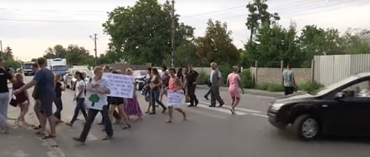 Жители Днепра перекрыли дорогу в знак протеста против вырубки леса