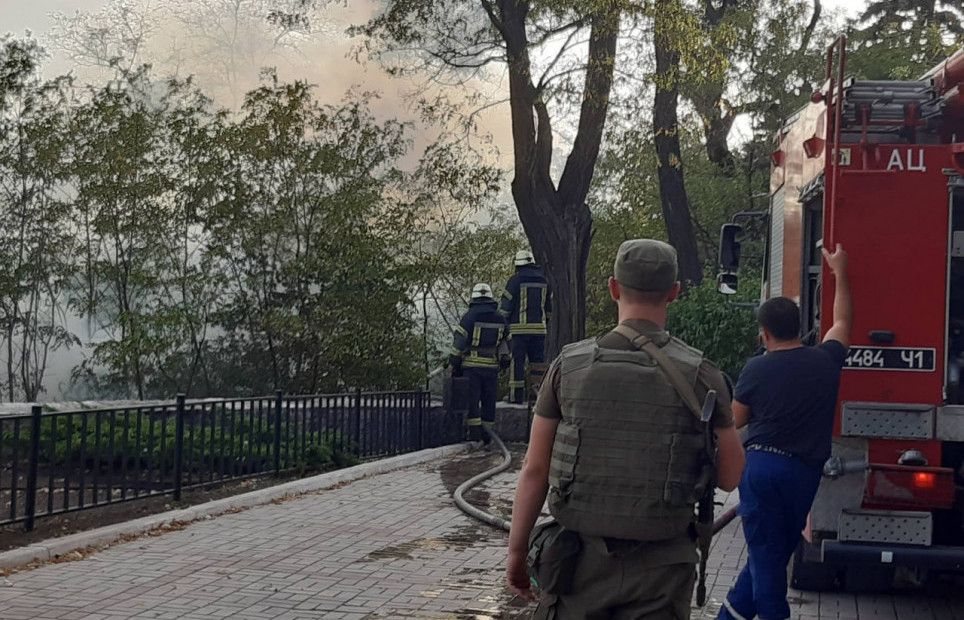 Крупный пожар произошел в Городском саду Мариуполя – фото