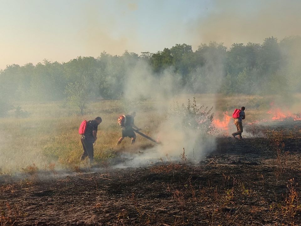 В Лиманской ОТГ горело поле, пожар тушили с трактора и вручную: фото