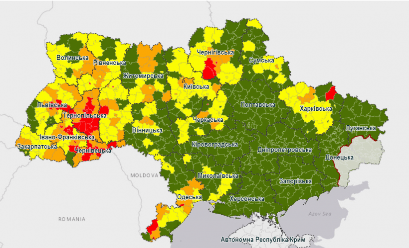 В МОЗ сообщили, что Донетчина еще на неделю сохранила "зеленый" уровень эпидемической опасности по COVID-19