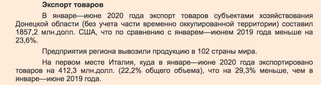 Промышленность подконтрольной Украине Донецкой области экспортировала в 7 раз больше продукции, чем "ДНР"