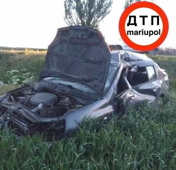 На трасі Мангуш-Бердянськ під Маріуполем автомобіль перекинувся і вилетів у поле (фото)