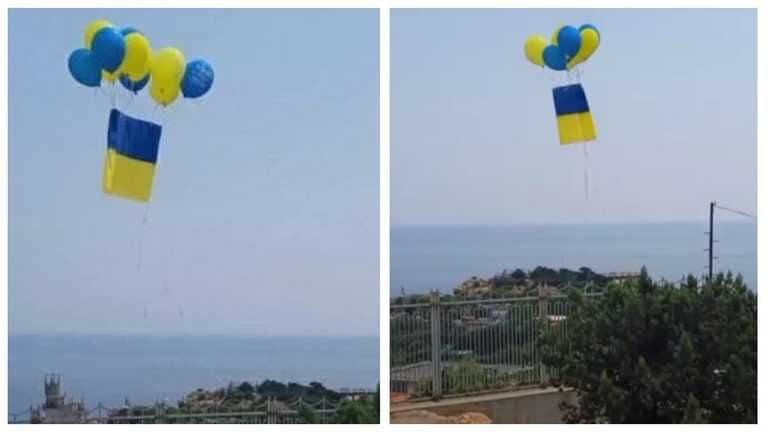 В оккупированном Крыму перед Днем Независимости Украины запустили в небо украинский флаг (видео)