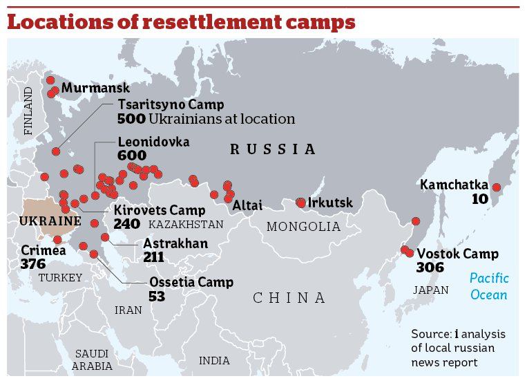 Мариупольцев удерживают в 66 лагерях в россии (инфографика)