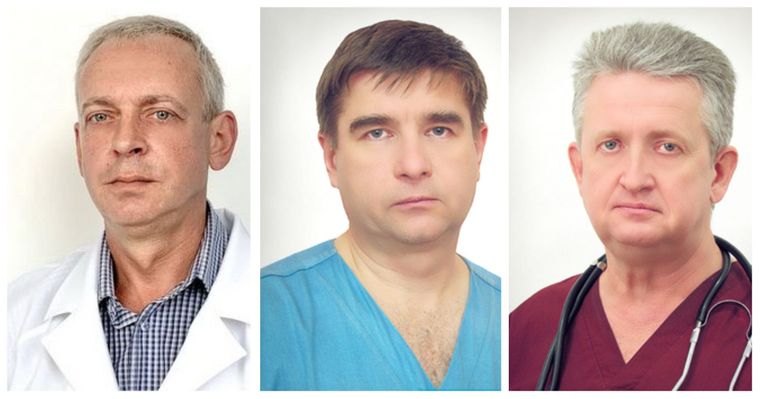 Лікарі Сергій Власюк (ліворуч), Андрій Гнатюк (посередині) та Анатолій Казанцев (праворуч)