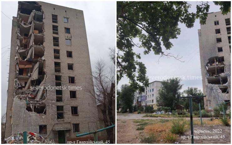 В Северодонецке началось саморазрушение многоэтажек, которые россияне обстреливали при штурме