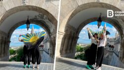 В Будапешті розгорнули прапор Донеччини: фото