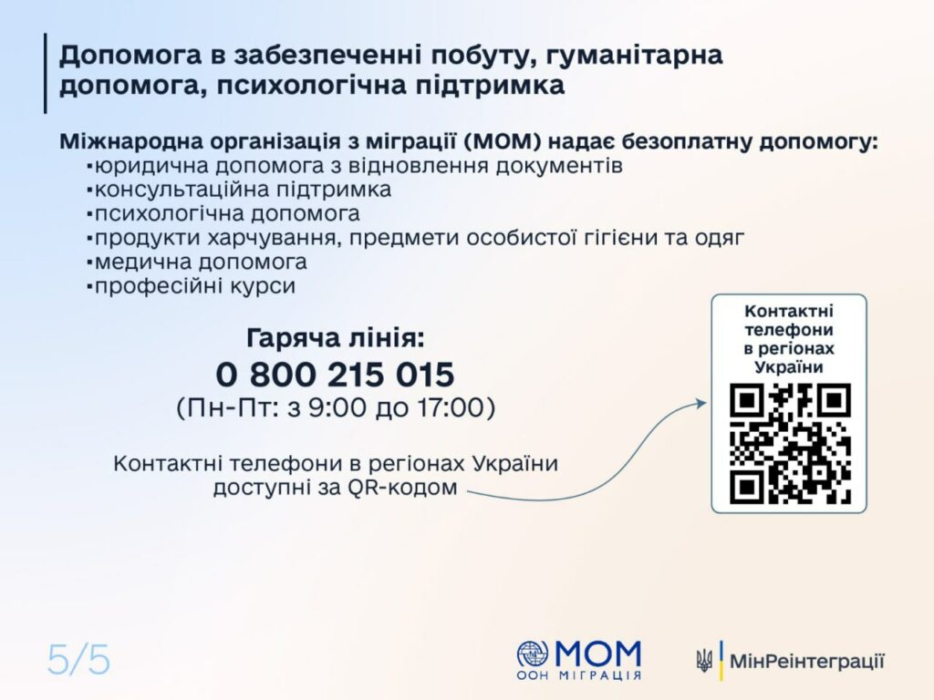 Українцям, які виїхали з ТОТ, на період оформлення документів надається комплексна допомога, — Мінреінтеграції