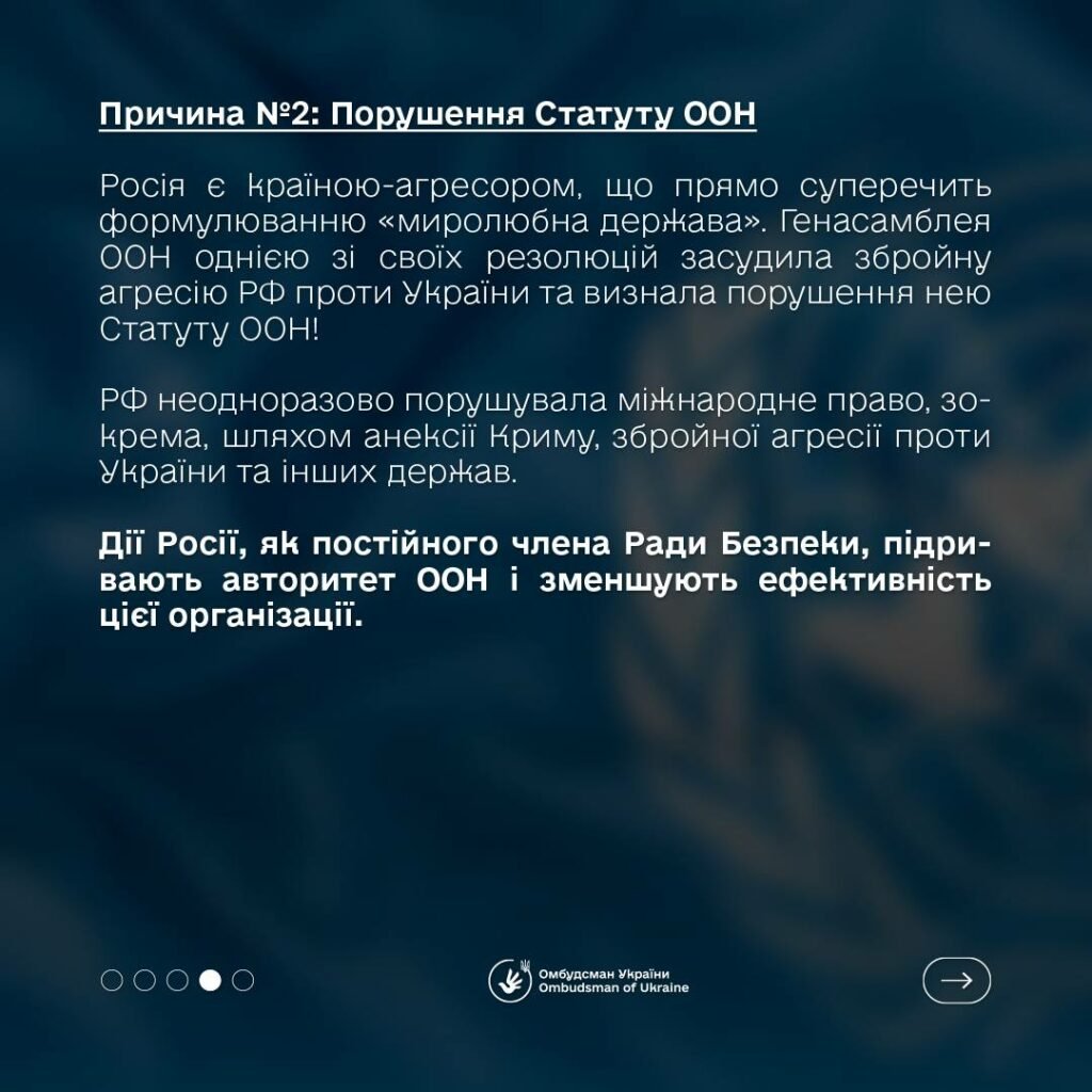 Омбудсмен Лубінець закликав виключити рф зі складу постійних членів Ради Безпеки ООН