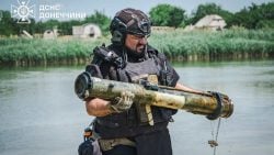 В Покровском районе пиротехники из водоема изъяли 12 взрывоопасных предметов (фото)